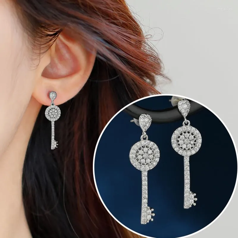 Stud Earrings 2022 Full Zircon Crystal Lock Studs Luxury Delicate Women Key Padlock Earings For Girls Party Jewelry Gift