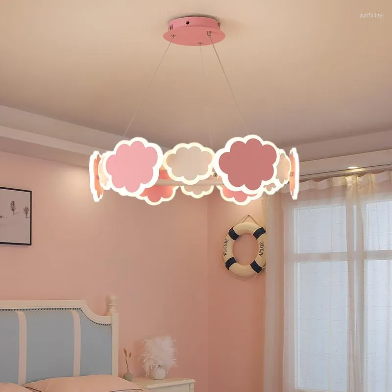 Lampade a sospensione Camera dei bambini Ragazza Principessa Camera da letto Nordic Modern Simple Creative Personality Chandelier LED Dimmerable Cloud Lamp