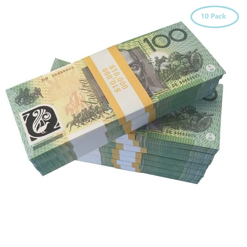 Prop notas de aud dólar australiano 20 50 100 cópia de papel impressão completa notas dinheiro falso monopólio dinheiro filme propsccup