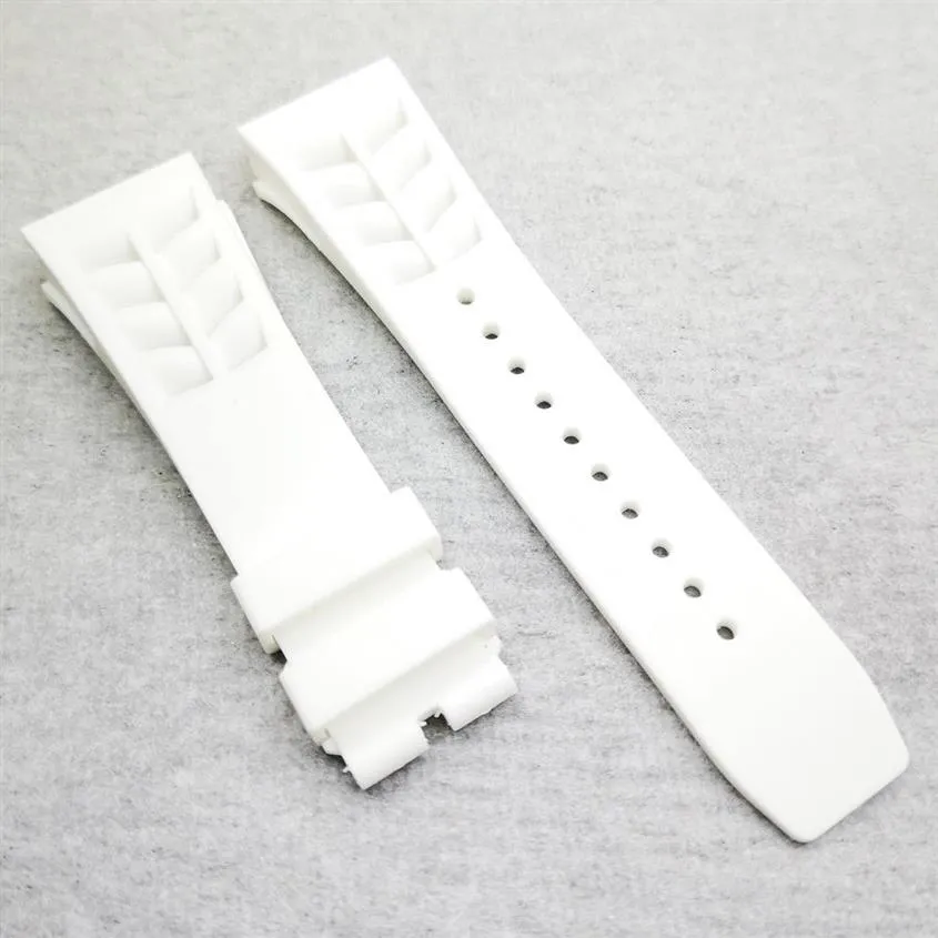 25 mm 20 mm Biała luksusowa wysokiej jakości silikonowe gumowe pasmo paska dla Richad Mile RM011 RM50-03 01258S
