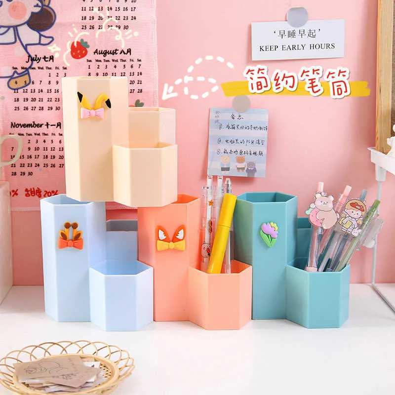 Desktop Pen Holder Organizer Multifunctional Stationery Container Storage Rack Cute Desk Accessories Office