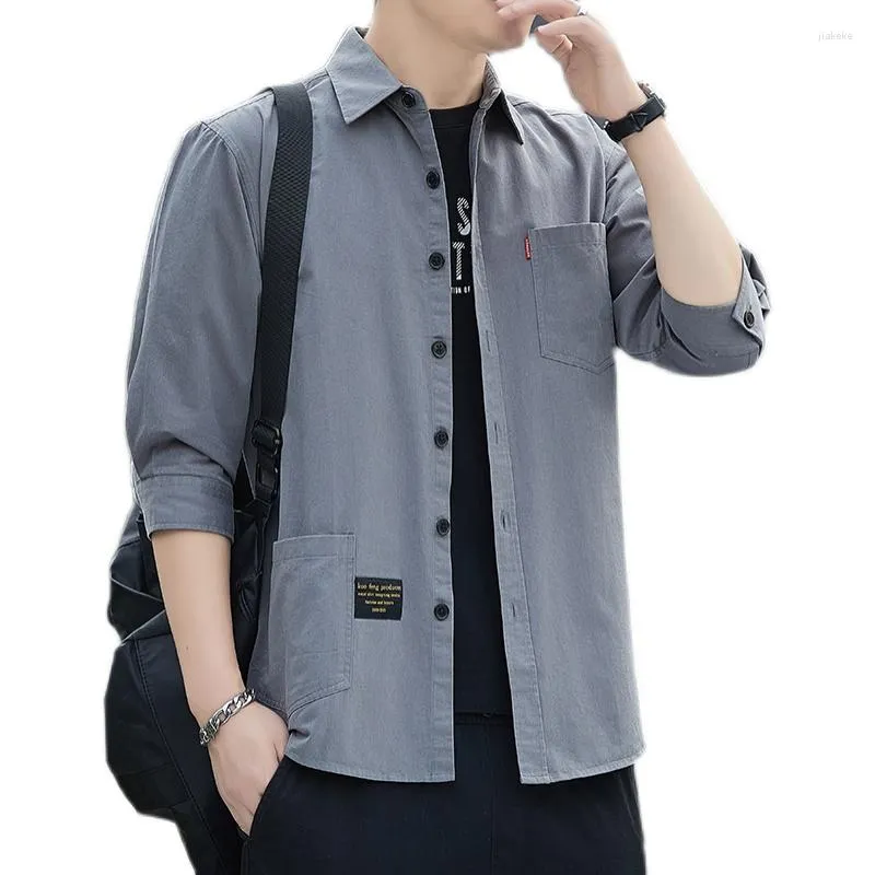 Men's Casual Shirts Shirt Men's Cotton Japanese Tooling Mid-Sleeve All-Match Trend Top