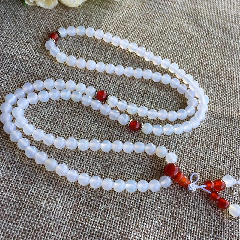 Strand Wholesale JoursNeige White Crystal Bracelets 6mm Round Beads With Red For Women Girl Multilayer Jewelry