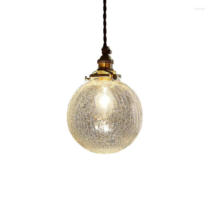 Hangende lampen Noordse minimalistische hamerafdruk glazen led kroonluchter Japanse retro nostalgische toegang balkon Balk persoonlijkheidshuis messing