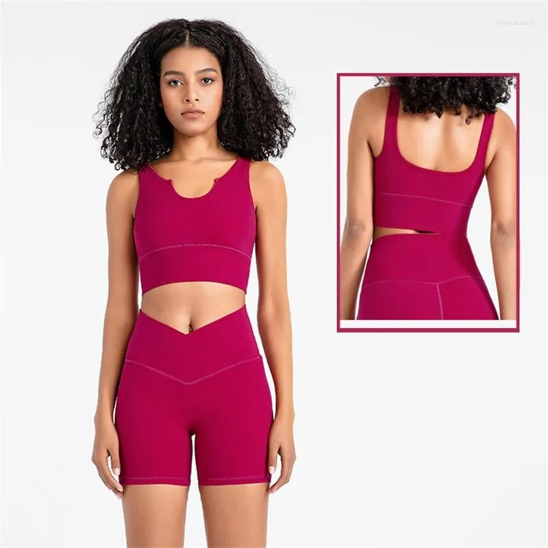 Ensembles actifs Top dames Yoga ensemble Gym 2 pièces sans couture U forme sport soutien-gorge Fitness taille croisé Shorts entraînement vêtements de sport