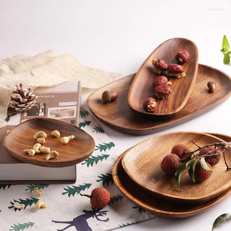 Tallrikar Creative Home Loveslickness Träfrukträtter Trästefat te Tray dessert middag frukostplatta fast bordsartiklar