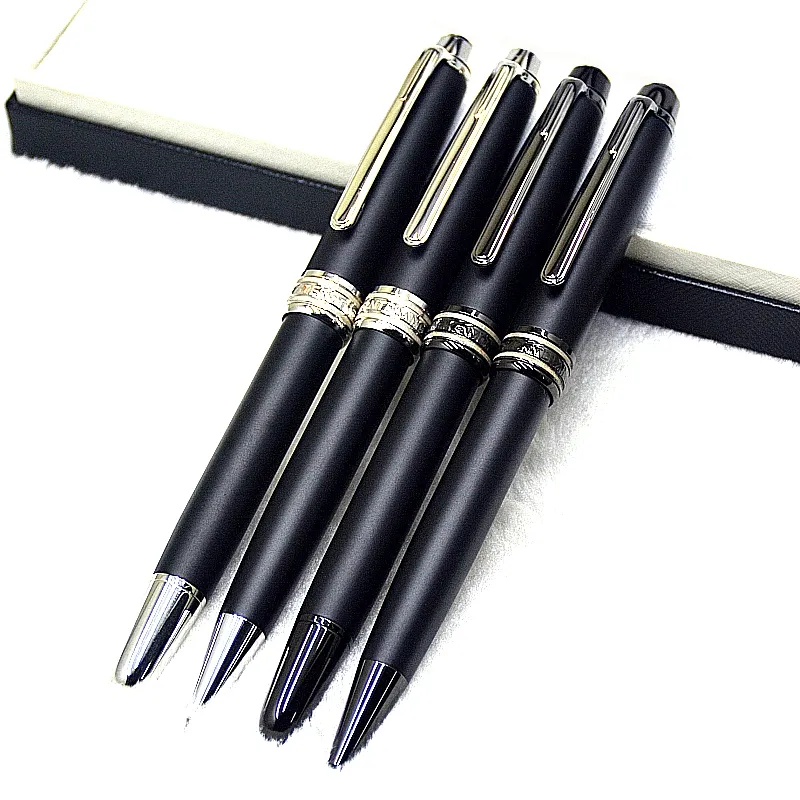 Klassisk högkvalitativ matt svart 163 rollerball kulspetsar pennor stationer skola skola skriver flytande presentpenna med serienummer