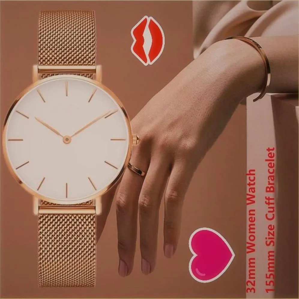 Relojes de pulsera pequenos y finos para mujer de acero inoxidable resistente al agua 32mm pulsera de reloj brazalete de oro a la moda pulsera