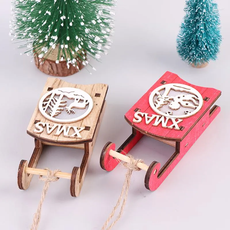 Christmas Decorations Wooden Sleigh Combination Pendant Gift Tree Decoration Small Decor