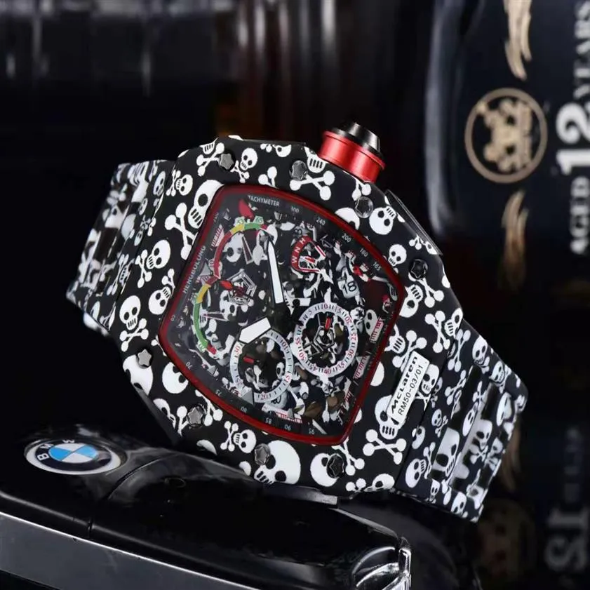 New top luxury men's watch quartz chronograph Swiss R men's ice out hip hop rubber strap sports men's watch311Q