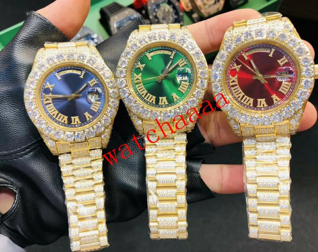 ZY usine Topselling qualité montre hommes Montres-bracelets 43mm13mm 228235 Saphir Automatique Mécanique Or Jaune 18K Platine Plein Diamant Hommes Excellentes Montres