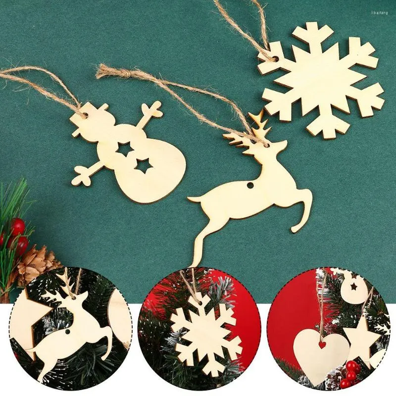Christmas Decorations Wooden Tags DIY Scrapbooking Year Balls Decor Decoration Snowman Art Crafts Ornaments Tree Ornament