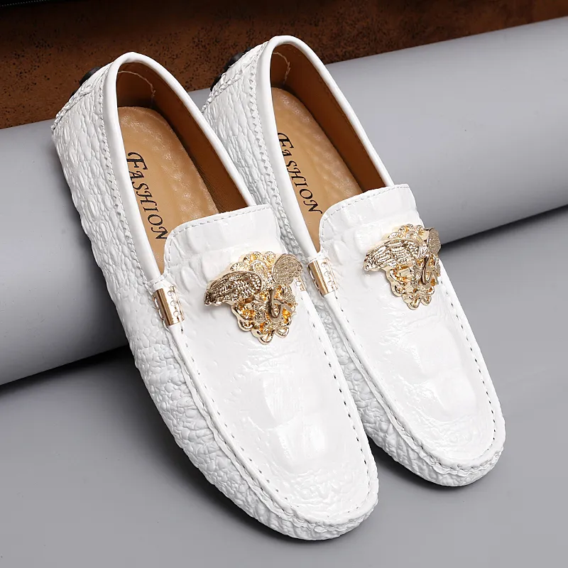 Premium Crocodile Pattern Loafers: Genuine Leather Moccasins  display picture 1