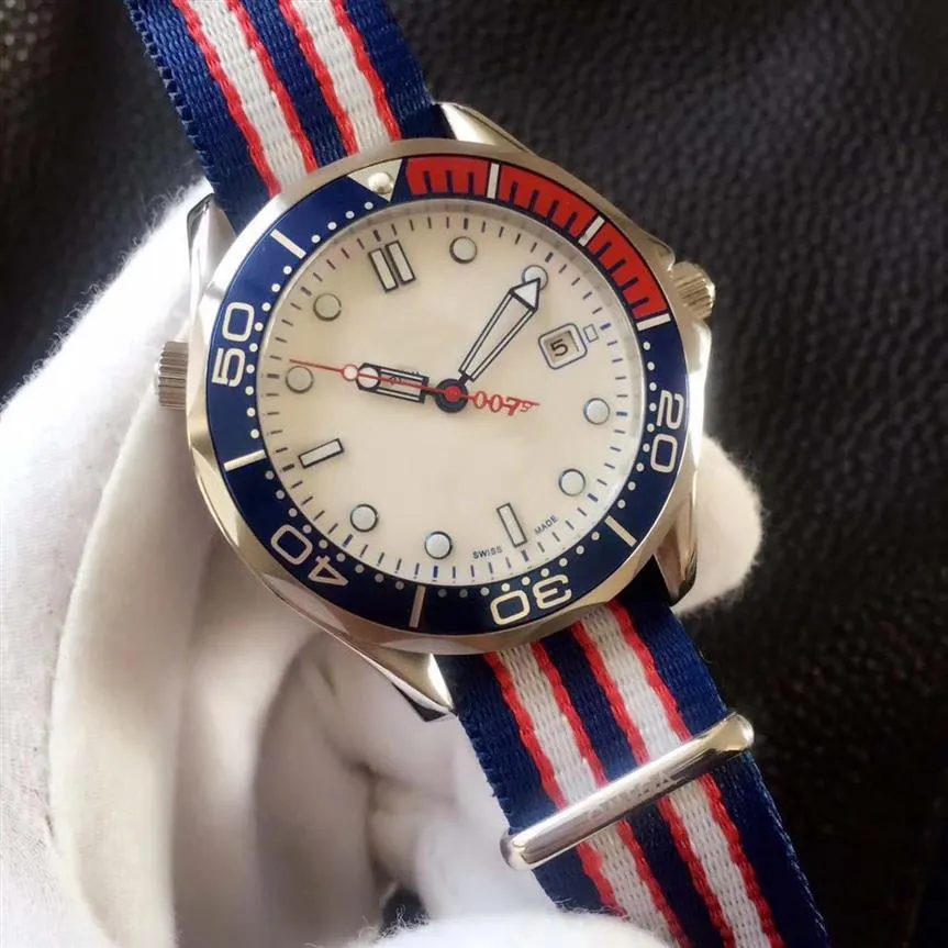2018 Dowódca James Bond 007 White Dial Limited Edition Watch Mens Sprots Nylon Pasp 2813 Automatyczne zegarki męskie 41M201N
