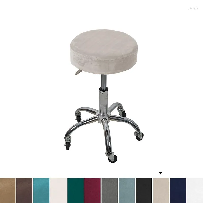 Stoelbedekkingen Velvet Bar Stool Cover vaste kleur Ronde Slipcover Elastische zitkasbeschermer voor Home El Decor Taburetes DE