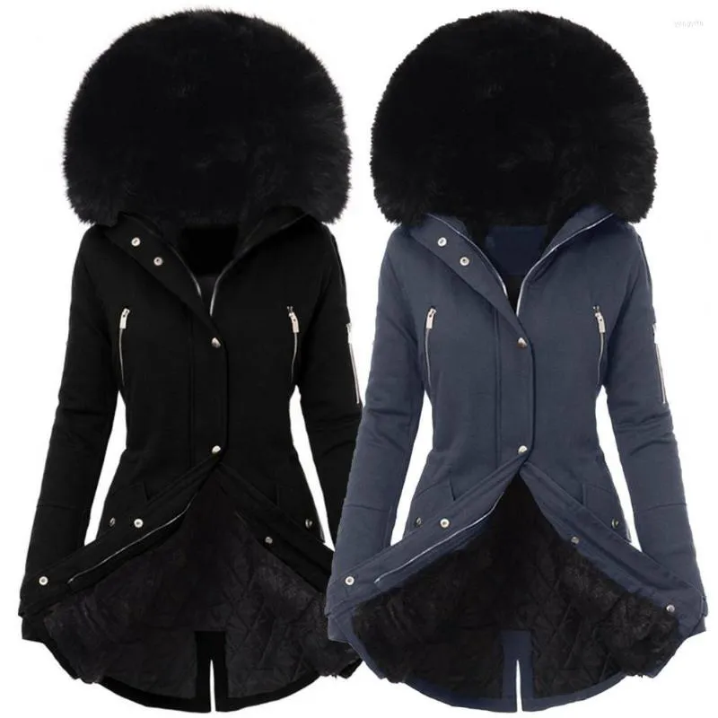Women's Trench Coats Fluffy Women Outwear Comfortable Keep Warmth Warm Waist Drawstring Jacket Clothes