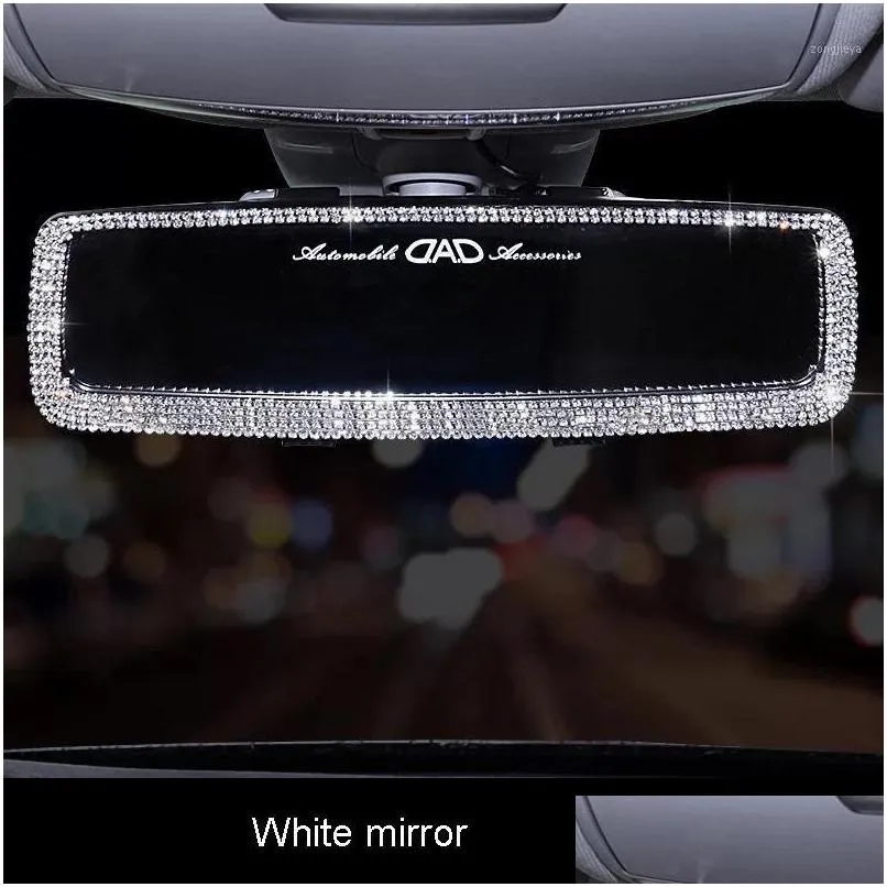 Autres accessoires d'intérieur Strass Voiture Rétroviseur Décor Charme Cristal Bling Diamant Ornement Vue Arrière ER Femmes Drop Livrer DH37J