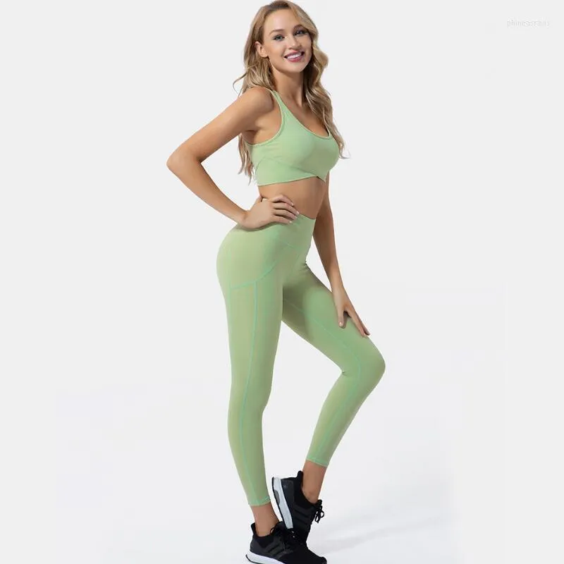 Ensembles actifs Style 2 pièces/ensemble femmes Yoga ensemble Leggings vêtements de sport soutien-gorge de sport haut de forme physique costumes pantalons