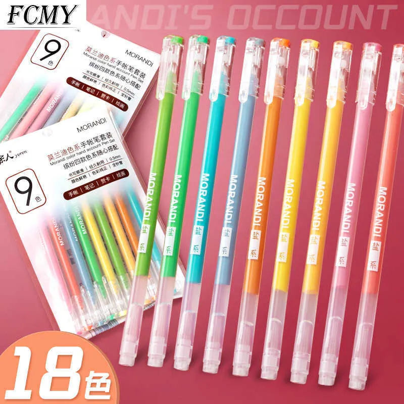 9pcs/set Kawaii Morandi Creative Drawing Tools Cute Gel Pen Sets School Office Stationery Japanese Supplies