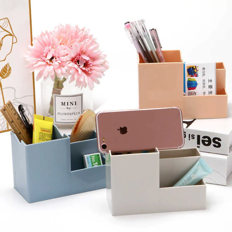 Creative Multifunctional Pen Holder Kawaii Colorful Plastic Desk Storage Box Decoration Office School Stationery Supplies