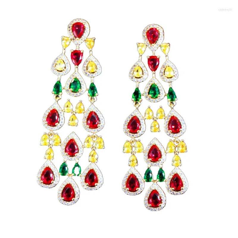 Boucles d'oreilles pendantes SINZRY, bijoux de fête décoratifs de luxe, en Zircon cubique, couleur goutte d'eau, Long gland, pour dame, mariage de mariée, vente