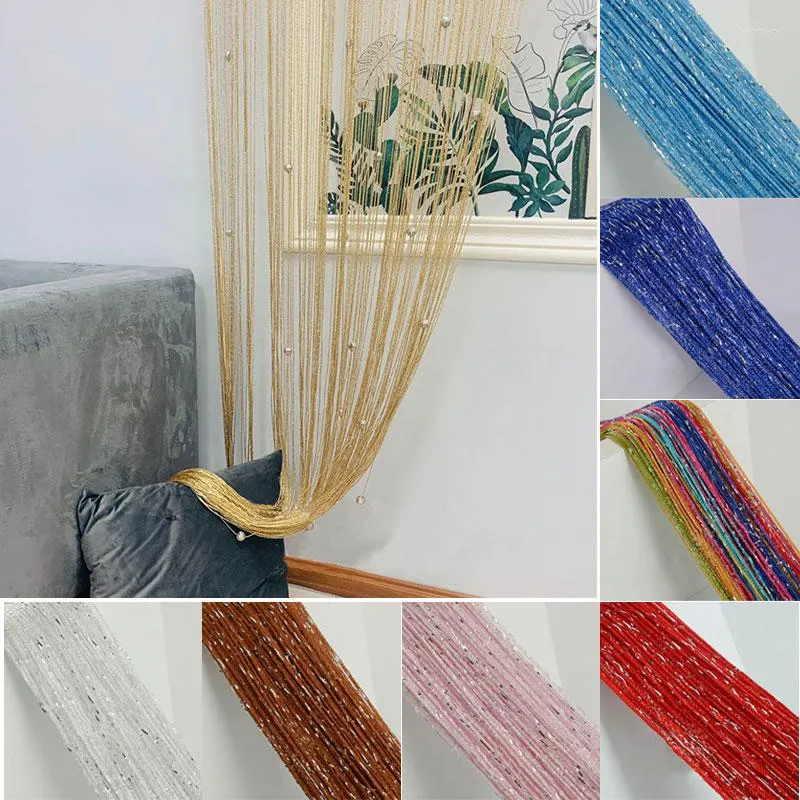 Curtain Glass Bead Flat Silver Thread Flash Line Shiny Tassel String Door Window Room Divider Home Decoration Curtians