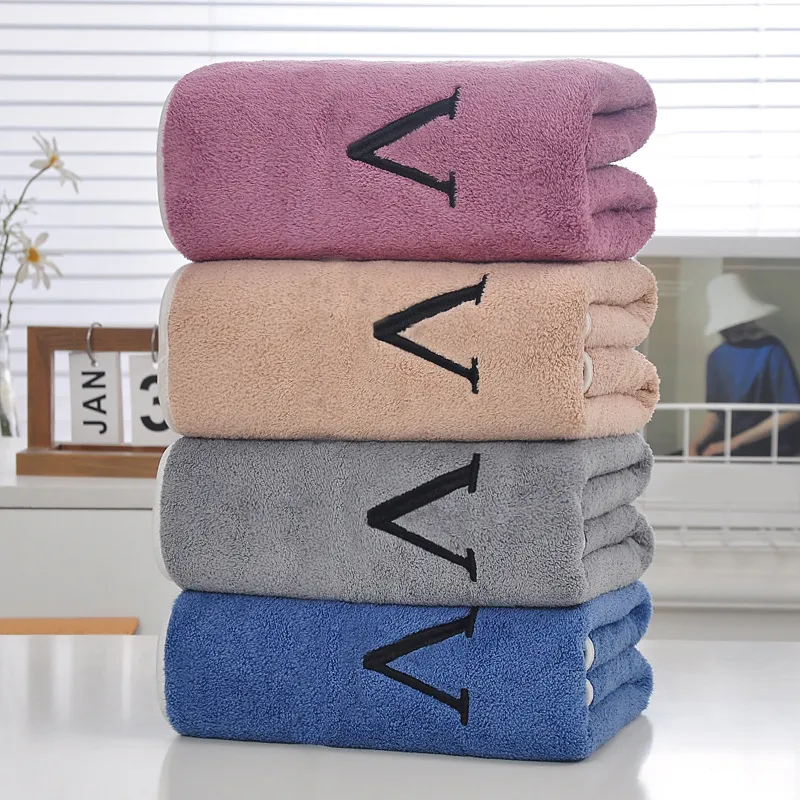 Designer Bath Towel Set Coral Velvet Fashion Towels Face Towels Luxury Unisex Absorbent Men Womens Wash Cloths V Embroider Towel