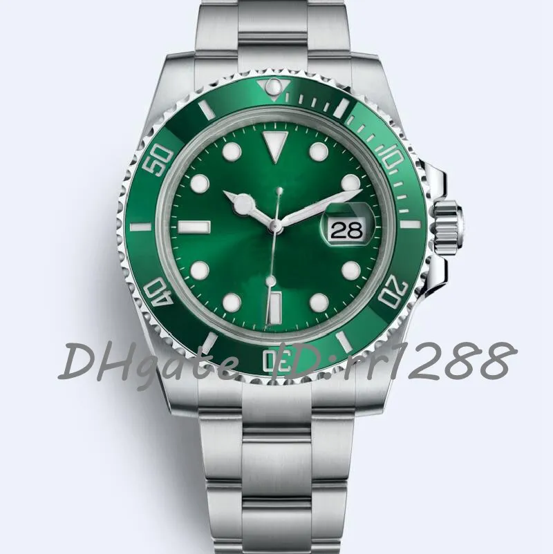 U1f fábrica relógio masculino automático safira inoxidável sólido glidelock fecho preto moldura de cerâmica sem data rosto verde relógios masculinos228c