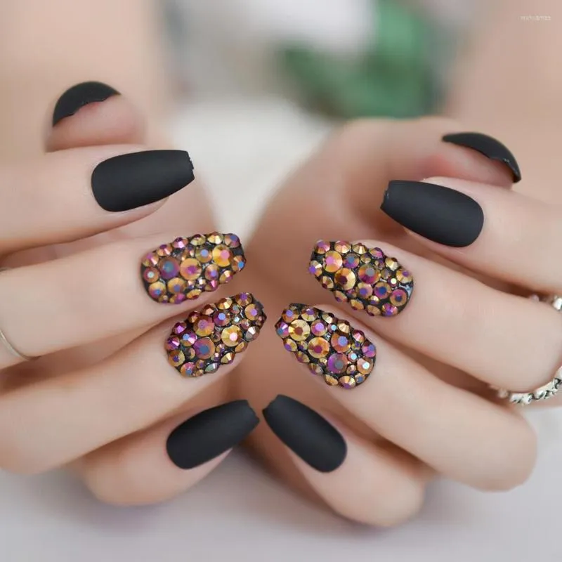 Black Coffin False Toe Nails Primark With Short Matte Input Rhinestones And  Colorful Crystal Diamonds For EchiQnail Art Decoration From Wuhuamaa,  $37.32