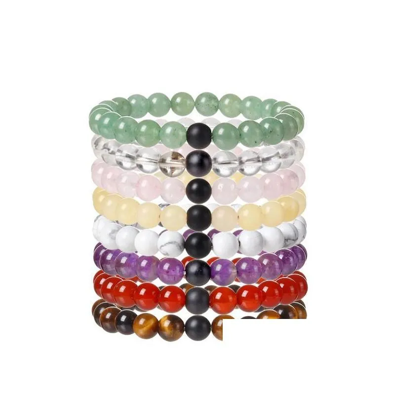 Beaded Natural Stone P￤rlor Armband Diffuser Quartz Halvrecious Healing Women M￤n unisex Gemstone Yoga Energy Jewely Drop Delivery Dhidt