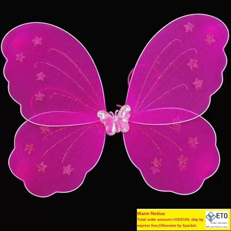 Children Day Party Show kleding Prachtige kleine engel vlindervleugel Net garen bloemen vleugels feeënkleding