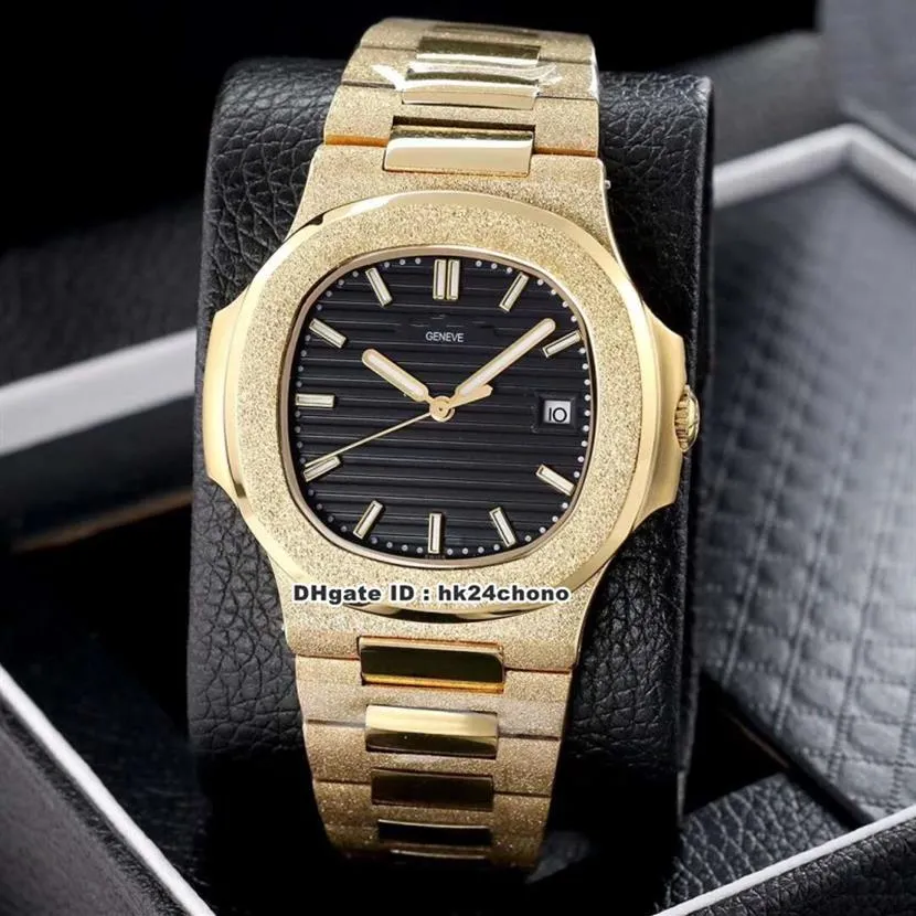 18 Style 40mm Nautilus 5711 1 Orologio da uomo meccanico automatico in oro 18 carati smerigliato quadrante nero cinturino in acciaio smerigliato da uomo Sport Wat3173