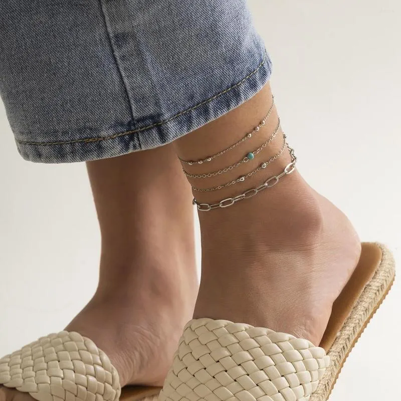 Anklets Beach Resort Fashion Simple en veelzijdige persoonlijkheid Niche Design Meerlagige slijtage Dunne ketting Gemengde dames Anklet