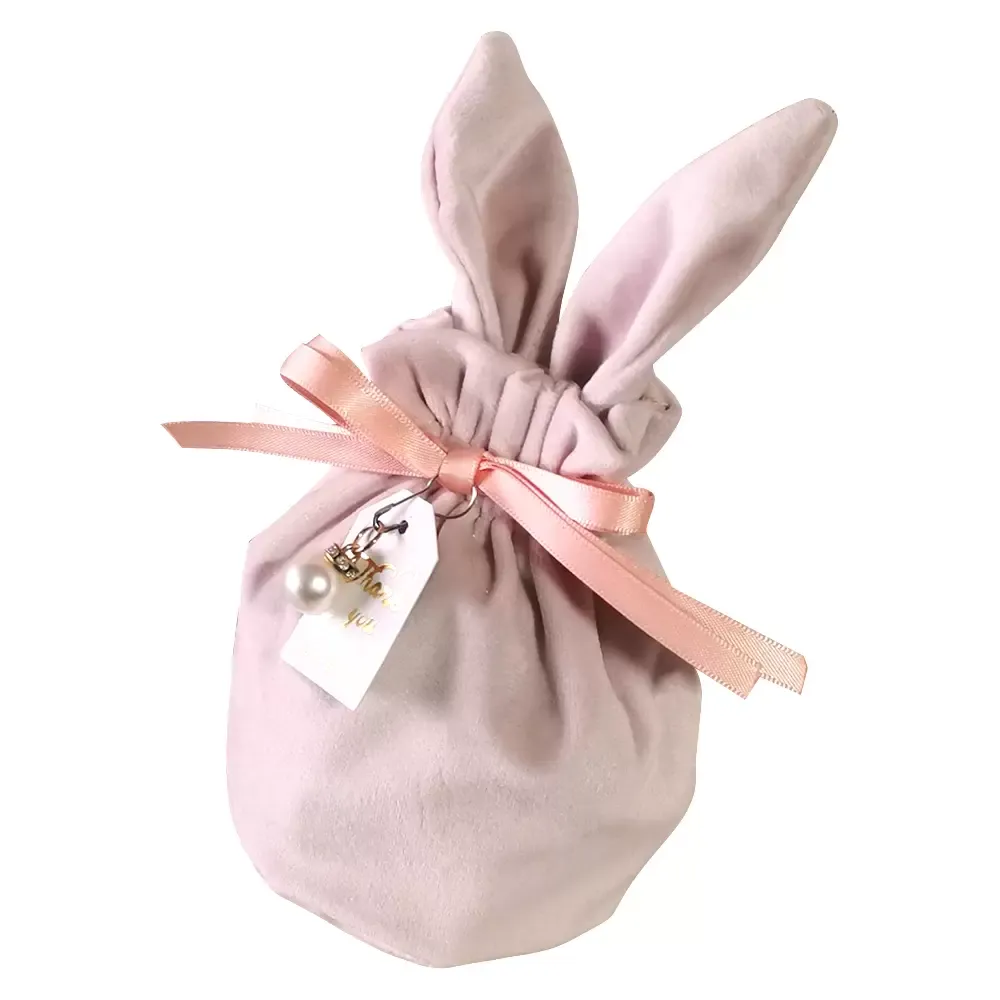 Rabbit Ears Candy Bags Flannelette Easter Bunny Chocolate Gift Jewelry Packing Bags Wedding Mystery Box Valentines Day New Year