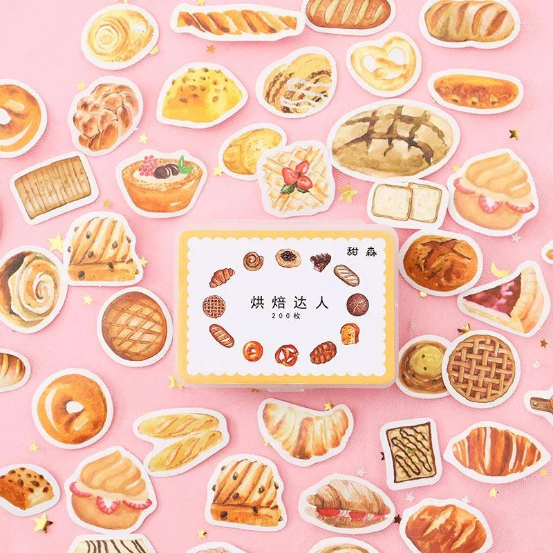 Gift Wrap 200pcs Food Bread Roast Coffee Dessert Diy Sticker Decoration Scrapbook Stickers Crafts Supplies