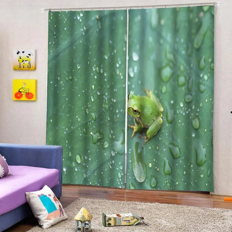 Curtain Green 3D Drapes The Living Room Bedroom Blackout Frog Printing Window Wall Home Decoration