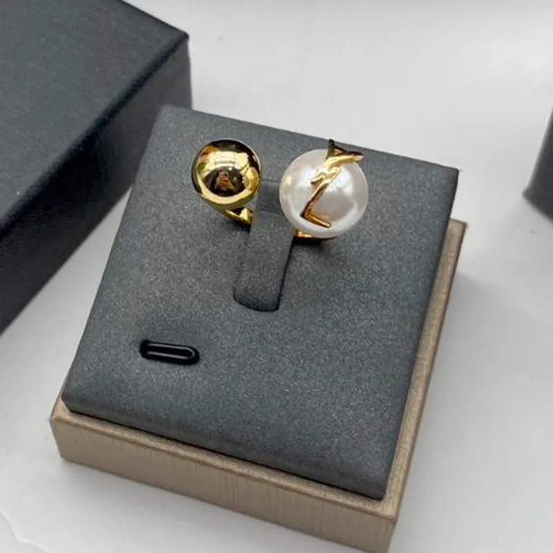 Kobiety Pierścienie projektantki biżuterii Pierścień Women Otwarcie z Pearl Gold S Akcesoria