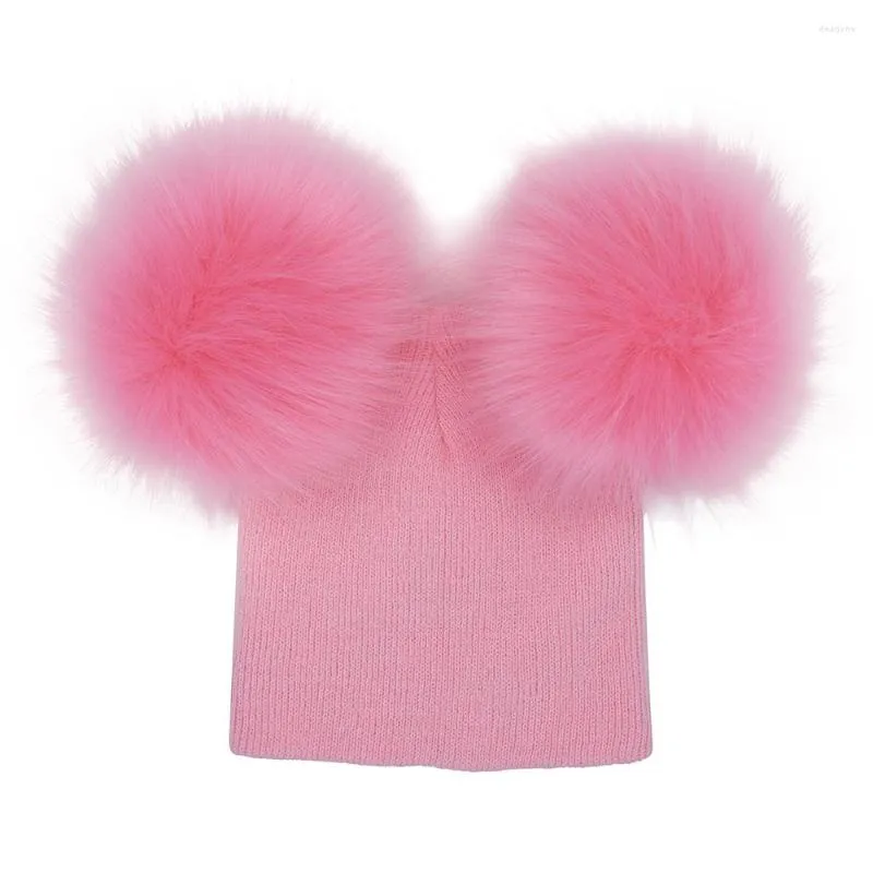 Sombreros baby hat baby faux faux ball ball ball niñas gorras algodón de algodón con cabello invierno para niños 0-3 años