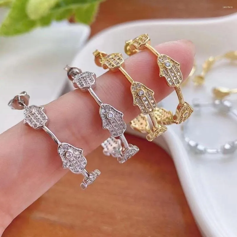 Stud -oorbellen 5pairs Koreaanse Hamsa Hand CZ Zirkon Hoop oorbel voor vrouwen Punk Fatima 2022 Trend sieraden Gift