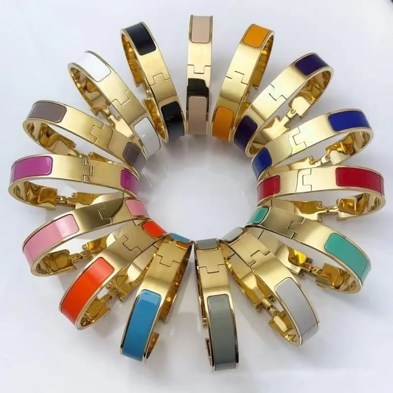 Diseñador H Carta de brazalete Luxury Bracelets de esmalte de esmalte Hombres y mujeres Pulseras de moda Accesorios diarios Fiesta Boda de San Valentín Regalos 19 Color
