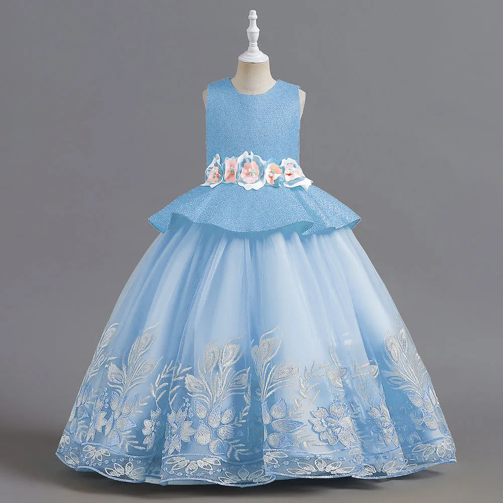 Lovely Girls Ball Gown Dresses with Sleeves and Long Train