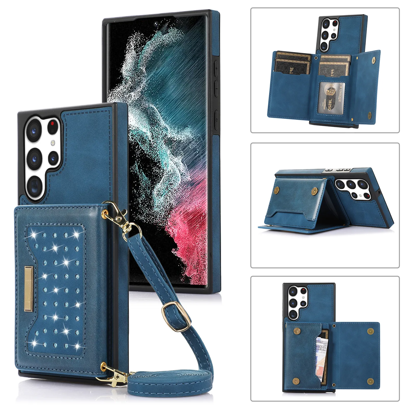 Galaxy S22 Phone Cases With Wallet On Back Crossbody Card Holder