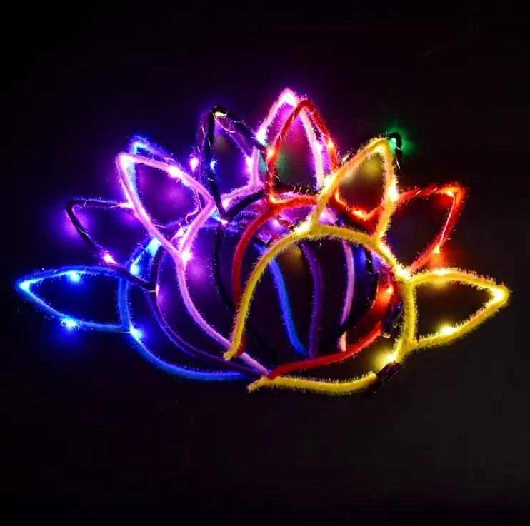 Party Supplies LED Light Up Glowing Rabbit Ear Headband Bunny Women Girl Flashing Headwear Easter Cosplay Dress Up Props Christmas Hairband hair stick SN550