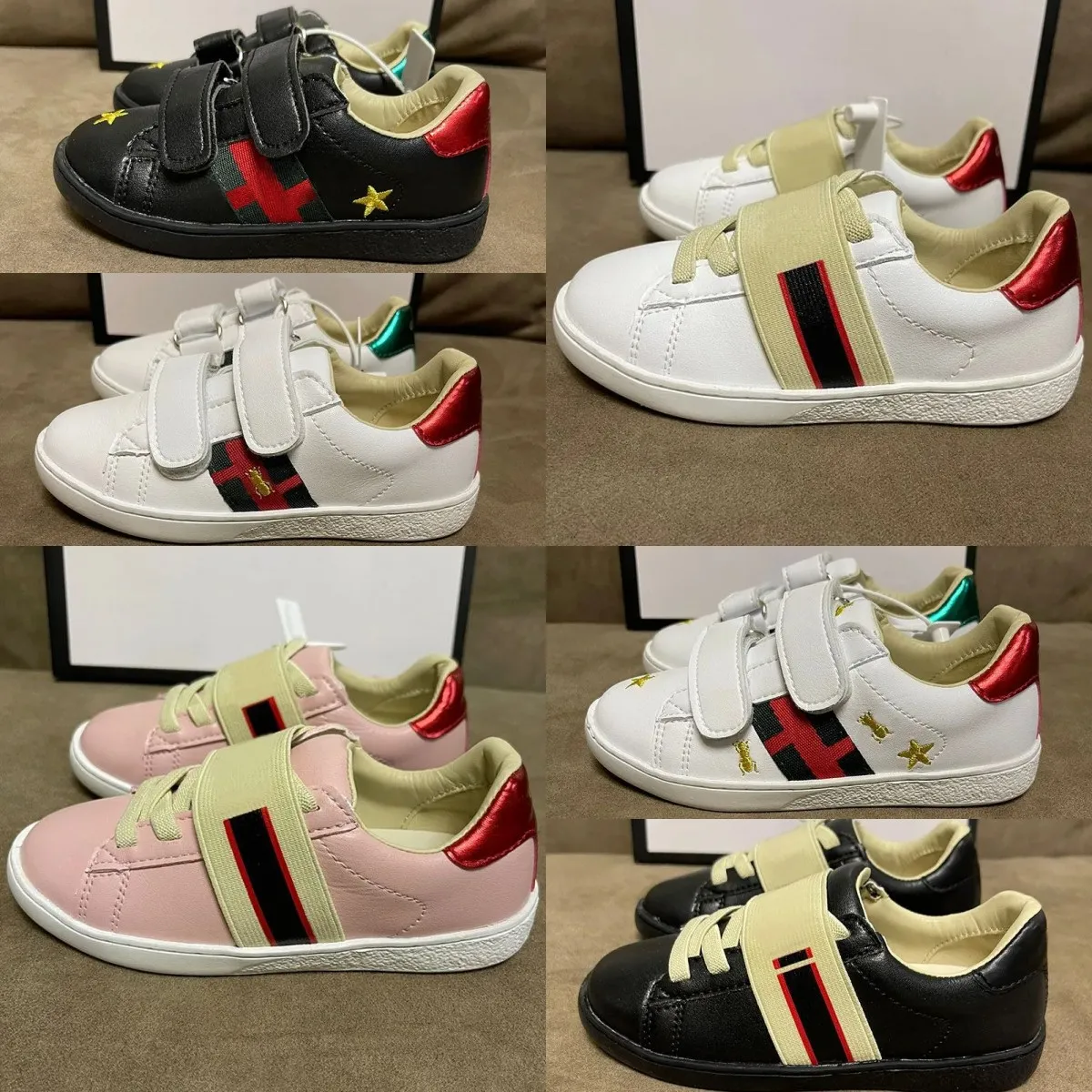 2024 Kids Casual Bee Trainers Children Toddler Kid Youth Sneaker Luxury Brands Infants Girls Black White Pink Sneakers Walking Footwears