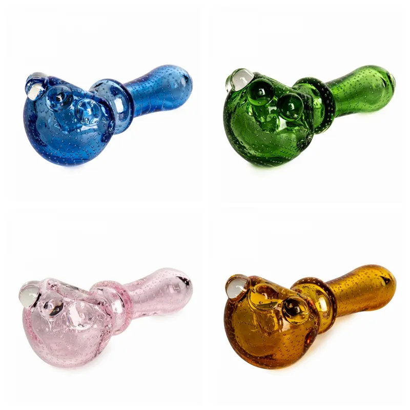 Latest Colorful Bubble Tech Decoration Hand Pipes Thick Glass Spoon Filter Dry Herb Tobacco Bong Handpipe Handmade Oil Rigs Smoking Bong Cigarette Holder DHL