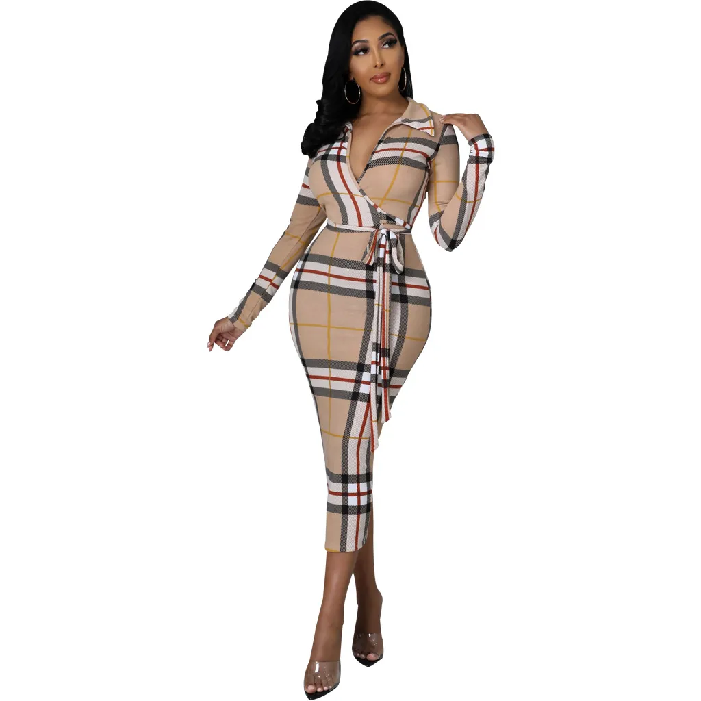 Abi Casual Elegante Abo Avvolgente Con Scollo A V Skinny Club Party Dress Donna Sexy Stampa Paillettes Lucido Ufficio Primavera Autunno Manica Lunga Aderente Da 12,5 € | DHgate