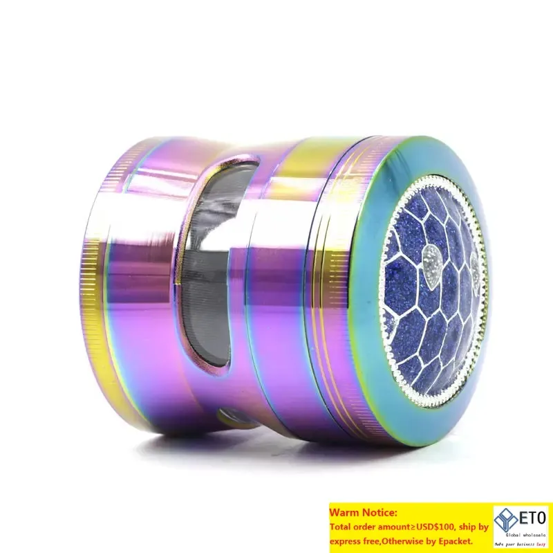 DHL Tobacco Herb Lighting Grinder 4 -delige rookset aluminium legering pollen persvanger metalen grinders