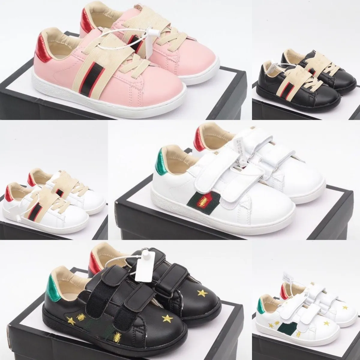 Buty dziecięce Projektant Casual Bee Trenerzy Maluch Baby Shoe Kid Youth Sneaker Niemowlęta Dziewczęta Dzieci Czarny Biały Różowy Luksusowe marki Trampki
