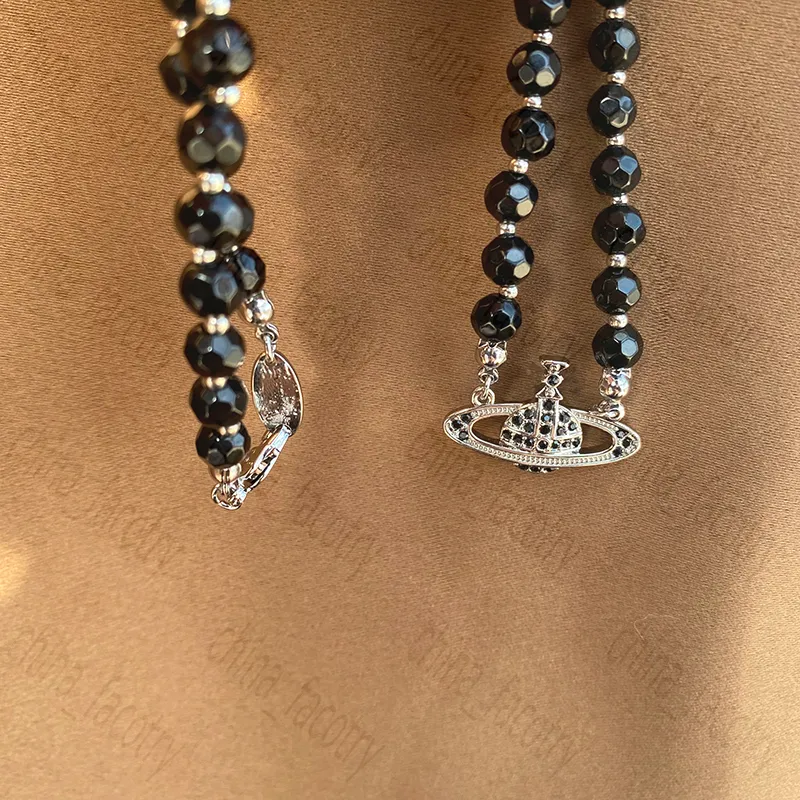 Collana di gioielli firmati Collana in cristallo nero a strato singolo con diamanti pieni Collana con colletto a vento punk scuro uomini e donne224N