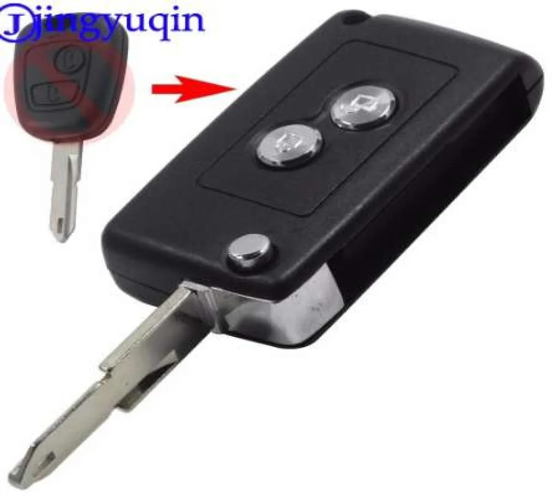 Jingyuqin Modified 2 boutons Couvercle de coque de clés de voiture à distance pour Citroen C2 C3 XSARA PICASSOFOR PEUGEOT 206 306 406 COUVERTURE FOB7542151